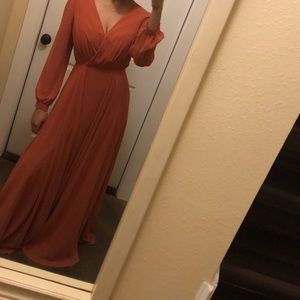 Long sleeve burnt orange maxi dress